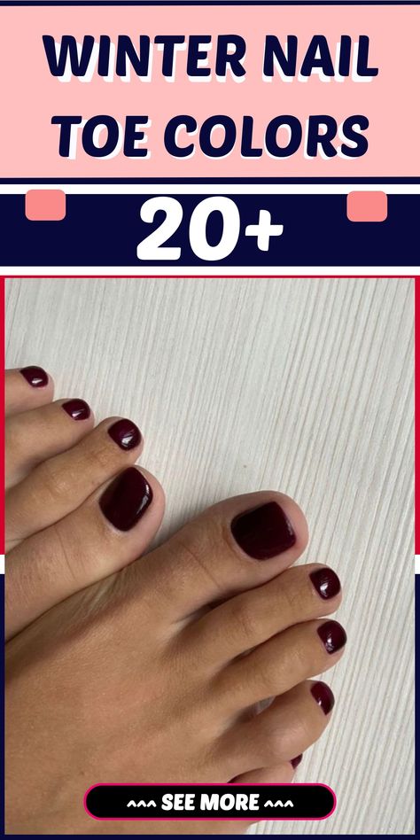 Elevate your cold-weather pedicure to the next level by choosing nail toe hues that exude elegance and charm. Opt for deep burgundies or lush purples, or go for subtle greys and gentle mauves - winter opens up a world of shades to match your personality. Step up your pedicure game this season and flaunt a chic look that's sure to turn heads. Winter Pedicure 2024, Toenail Shapes Pedicures, Toe Nail Colors Winter 2024, Toenail Colours For Pale Skin, New Year Pedicure Ideas, Matte Pedicure Ideas, January Pedicure Colors Toenails, Grey Pedicure Toenails, Trendy Pedicure 2024