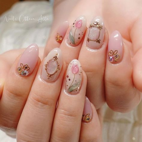 Nail Pink Design, Nail Cute Design, Romantic Nails Designs, Korea Nails Design, Nail Art Designs Cute, Uñas Cute, Nail Art Aesthetic, Nailart Pink, Alta Design