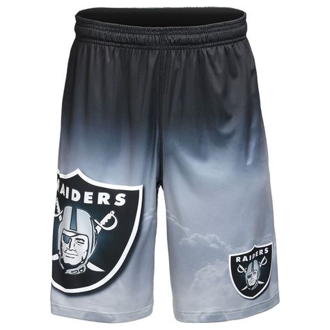 Oakland Raiders Gradient Big Logo Training Shorts - Heathered Gray Raiders Stuff, Raiders Football, Las Vegas Raiders, Terry Shorts, Training Shorts, Team Apparel, Oakland Raiders, Mens Big And Tall, Football Team