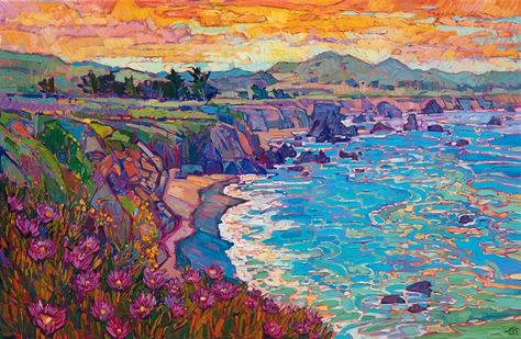 Bodega Bay - Purchase Contemporary Impressionism Prints by Erin Hanson American Impressionism, Erin Hanson, Bodega Bay, Contemporary Impressionism, Impressionism Painting, Impressionism Art, Coastal Landscape, Sunset Sky, Seascape Paintings