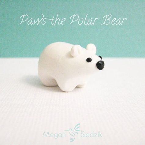 kawaii polar bear Polymer Clay Ideas Easy, Clay Ideas Easy, Polymer Clay Ideas, Fimo Kawaii, Easy Polymer Clay, Kawaii Charms, Miniature Sculpture, White Polar Bear, Polymer Clay Figures