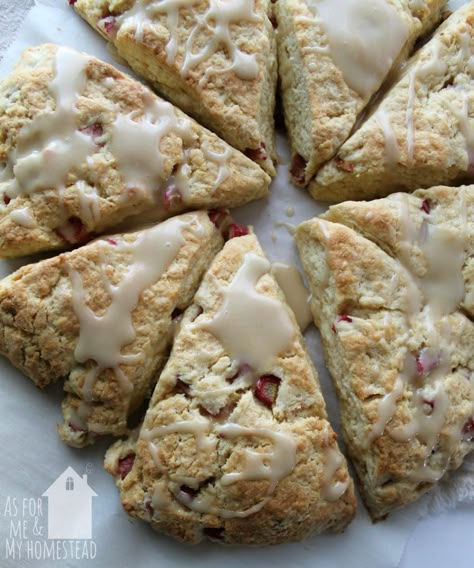 Rhubarb Scones, Homemade Strawberry Shortcake, Strawberry Scones, Rhubarb Cake, Strawberry Shortcake Recipes, Shortcake Recipe, Cream Scones, Feed Your Soul, Rhubarb Recipes