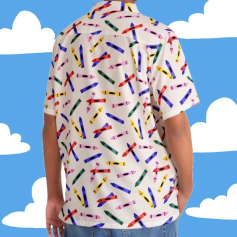 Colorful crayon artsy button-up Hawaiian shirt for artists ✿ ✿ ✿ Goes up to 5XL! Check the size chart above to find your fit! ✿ ✿ ✿ -95% polyester + 5% spandex -Boxy fit -Pocket Note: Since this has a white background, an undershirt may be a good idea! ✿ ✿ ✿ Thanks for checking out the shop! <3 Connor Funky Button Ups, Artsy Headshots, Hawaiian Outfit Ideas, Hawaii Outfits Ideas, Aesthetic Kidcore, Kidcore Fashion, Kidcore Clothing, Shirt Outfit Ideas, Silly Clothes