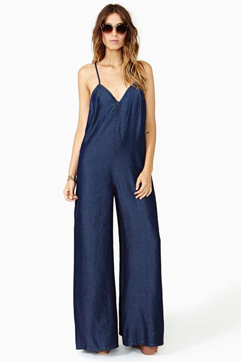 Rhapsody Chambray Jumpsuit Non-stretch Casual Denim Jumpsuit, Casual Dark Wash Mid-rise Denim Jumpsuit, Spring Dark Wash Mid-rise Denim Jumpsuit, Clothes Bottoms, Chic Medium Wash Non-stretch Denim Jumpsuit, Dark Wash Non-stretch Denim Jumpsuit, Chambray Jumpsuit, Black White Jumpsuit, Boho Fashion Bohemian