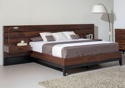 Modern Wood Bed, Wood Panel Bed, Simple Bed Designs, Box Bed Design, Bedroom Inspirations Minimalist, Outdoor Storage Bench, Dark Wood Furniture, Wood Bed Design, Wooden Bed Design