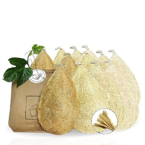 PRICES MAY VARY. 🌿 100% Eco-Friendly: These kitchen sponges are loufa veggies, plant-based fibers come with brown paper packaging make them breathable, sustainable, replace all kinds of scrub made from plastic. Toss into compost pile when they're worn out. 🌴 Clean & Long Lasting: The persistent part of the oldest loofah is selected then sewed 4 layers together to make the Loofah sponge thick and close enough so that food DO NOT get stuck in it after washing and durable for a year. 🍳 Smart & H Brown Paper Packaging, Liquid Soap Making, Brown Paper Package, Handy Design, Water Shape, Compost Pile, Dish Sponge, Natural Loofah, Natural Sponge