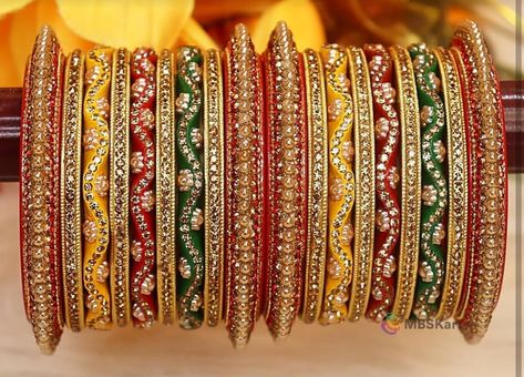 Multi colour bridal Chura set Jaipur Bangles, Lakh Bangles, Bridal Bangle Set, Colourful Bangles, Fancy Bangles, Silk Thread Bangles Design, Thread Bangles Design, Bridal Chura, Colorful Bangles