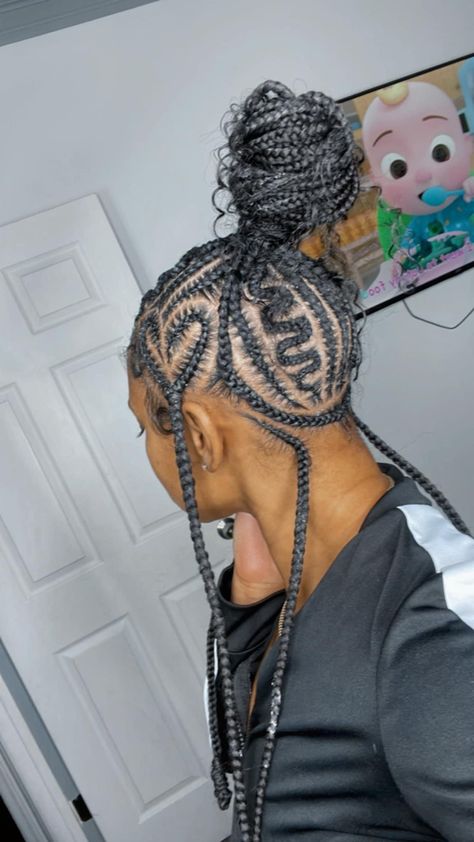 Cornrow Ponytail Designs, Feed In Braids Ponytail Design, Stitch Braids With Design Ponytail, Stitch Braid Ponytail With Design, Braided Ponytail With Design, Design Straight Back Braids, Scalp Braids With Designs, Feed In Braids With Designs, High Ponytail Cornrows