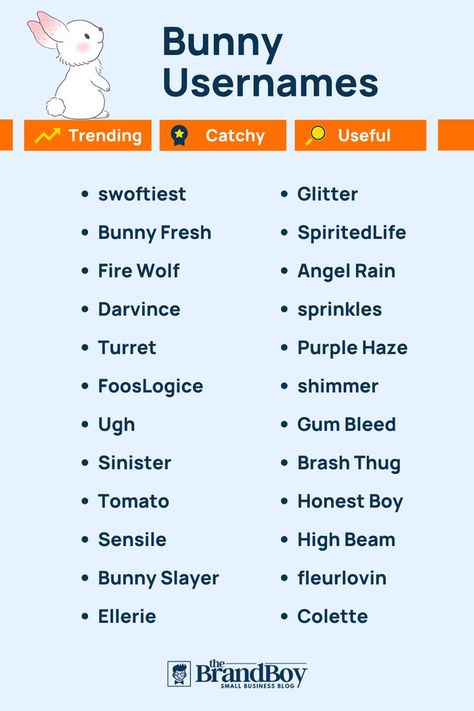 Bunny Usernames Username Generator, Instagram Username, Instagram Username Ideas, Username Ideas, Relationship Lessons, All Names, Cool Names, New Ideas, Social Networks