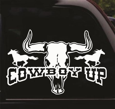 Cowboy Up Design v6 Decal Stickers are available in many color and size options. Please select your choices from drop down menus. Cowboy Up Design v6 Decal Stickers are Die Cut from High Quality Exterior Vinyl made to last 5-6 years. All of our Vinyl Decals are weatherproof and car wash safe. Our Western | Cowboy | Cowgirl Stickers come ready to apply to any smooth surface like windows, automobiles, laptops, walls, cabinets, mirrors, boats, horse trailers, and much more. Orders are shipped the n Cowboy Truck, Western Decals, Western Car Stickers, Country Decals For Trucks, Western Truck Stickers, Black Over Knee Boots, Western Decals For Trucks, Cow Decals Cars, Western Car