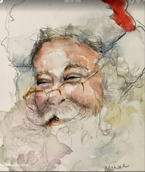 Christmas Watercolor Drawing, Rudolph Watercolor, Watercolor Christmas Paintings, Vintage Santa Images, Santa Watercolor, Watercolor Santa Claus, Watercolor Christmas Art, Christmas Journaling, Christmas Cards Drawing