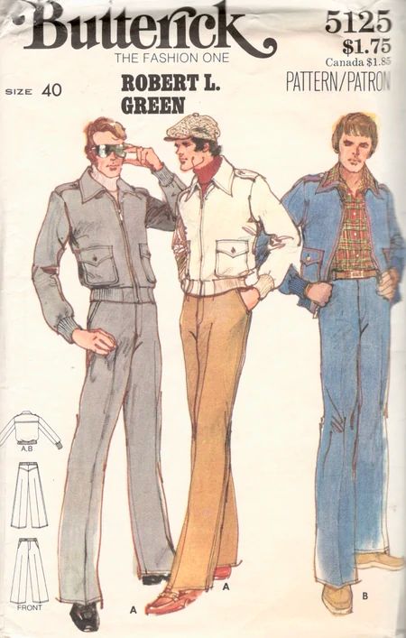 70s Fashion Men, Pajamas Pattern, 70s Mens Fashion, 70s Sewing Patterns, Butterick Patterns Vintage, Sewing Men, Mens Sewing Patterns, 70s Men, 70s Outfits