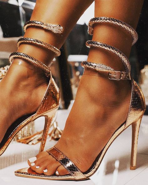 Gold Snake Heels, Nile Aesthetic, Snake Anklet, Red Stiletto Heels, Gold Stiletto Heels, Trendy High Heels, Snake Heels, Single Sole Heels, Black Stiletto Heels