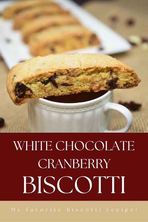 White Chocolate Cranberry Biscotti recipe. My favorite biscotti recipe. So easy to make! White Chocolate Cranberry Biscotti, Cranberry Biscotti Recipe Easy, Biscotti Recipes Best, Cinnamon Biscotti Recipe, Christmas Biscotti Recipe, Cranberry Biscotti Recipe, Chocolate Chip Biscotti Recipe, Easy Biscotti, Christmas Biscotti