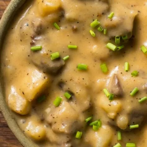 Steak And Potato Soup: 1 Step To Creamy Soup & Tender Steak 6 Beef Potato Soup, Steak And Potato Soup, Steak Soup, Steak And Ale, Tender Steak, Creamed Potatoes, One Pot Meal, Stewed Potatoes, Beef And Potatoes