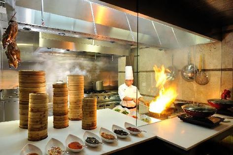 DoubleTree by Hilton Gurgaon-New Delhi NCR: Asia Alive - Live Show Kitchen Live Kitchen Restaurant, Show Kitchen Restaurant, Chinese Restaurant Design, Modern Chinese Restaurant, Open Kitchen Restaurant, Show Kitchen, Restaurant Kitchen Design, Bistro Kitchen, Chinese Kitchen