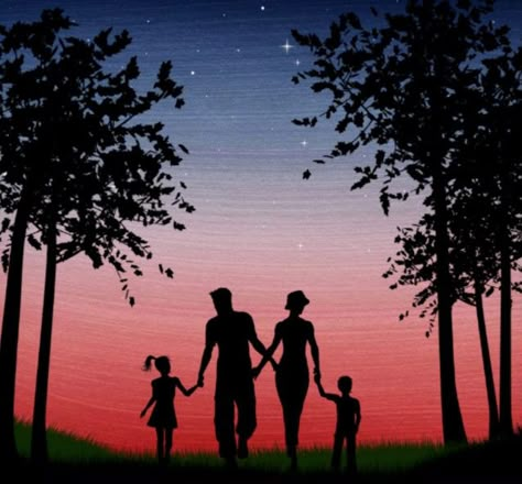 Family Silhouette Painting, Painting Of Family, Sakura Painting, Family Sketch, Naruto Sketch Drawing, Family Canvas, Family Drawing, Silhouette Painting, Black And White Art Drawing