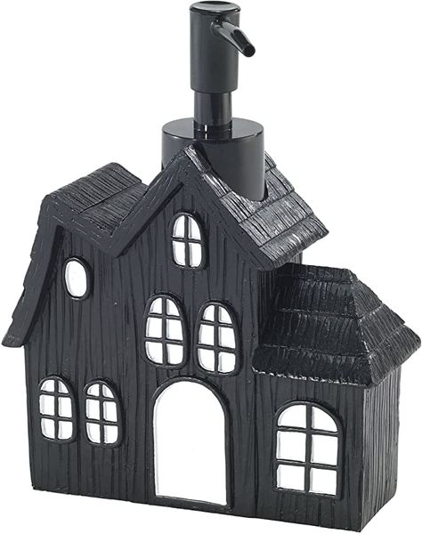 Amazon.com: Avanti Linens Halloween Collection, Soap Dispenser Black House, Multicolor : Home & Kitchen Gothic Bathroom Decor, Gothic Bathroom, Spooky House, Soap Pump Dispenser, Amber Glass Jars, White Windows, Bath Accessories Set, Black Soap, Soap Pump