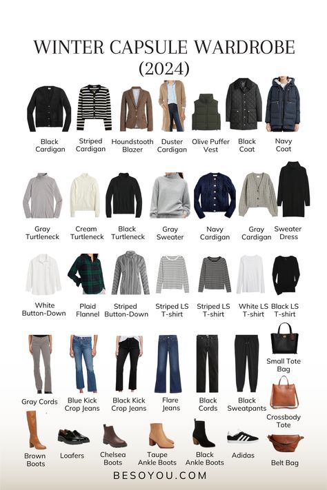 Discover how to curate a winter capsule wardrobe, how to tell if a piece deserves a spot in your closet, what's in my capsule, and see 10 stylish outfits. Fashion Capsule Wardrobe, Winter Capsule, Winter Capsule Wardrobe, Outfit Formulas, Fashion Capsule, Minimalist Wardrobe, Casual Winter Outfits, Dress With Cardigan, Preppy Outfits