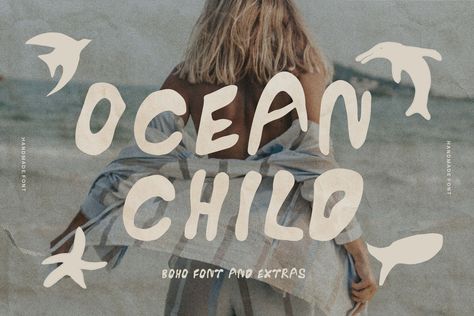 Hand Lettered Font, Handmade Boho Font, Modern Handwriting Font, Beach Font, Eclectic Font, Modern Handmade Typography, Bold Font Boho Websites, Bohemian Icons, Beach Fonts, Modern Handwriting, Boho Icons, Surf Graphic, Boho Fonts, Bold Logo Design, Futuristic Fonts