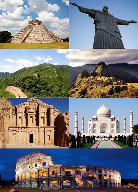 Unknown facts about seven wonders of modern world Chitzen Itza, 7 Natural Wonders, 7 Wonders Of The World, Chichen Itza Mexico, Seven Wonders Of The World, Mayan Cities, Taj Mahal India, 7 Wonders, Machu Picchu Peru