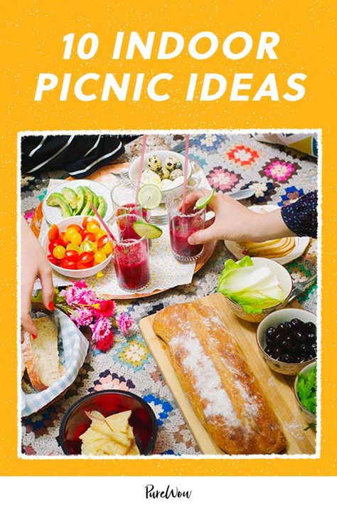 10 Indoor Picnic Ideas - PureWow Indoor Picnic Ideas, Crudite Platter, Indoor Picnic, Pineapple Lemonade, Sweet Potato Tacos, Best Food Photography, Raspberry Tarts, Make Ahead Desserts, Picnic Ideas