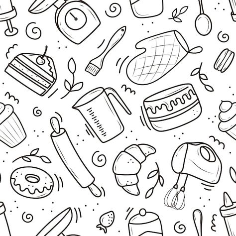 Baking Tools Illustration, Doodle Cake, Bakery Icon, Painted Fridge, Cooking Icon, Cake Icon, Cake Vector, Doodle Paint, Food Doodles