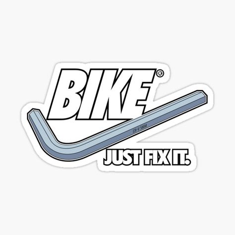 Bike - Just Fix It | Light • Millions of unique designs by independent artists. Find your thing. Mtb Stickers, Bike Logos Design, Bike Logo, Bike Stickers, Fixed Bike, Bike Art, Stickers For Sale, Bike Design, Sports Cycle