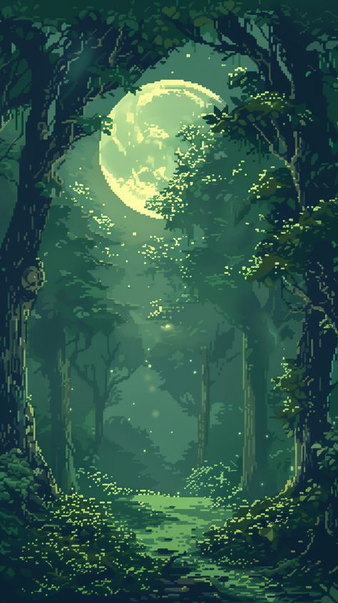 Pixel Green Wallpaper, Green Pixel Art Wallpaper, D&d Backgrounds, Aesthetic Pixel Wallpaper, Green Pixel Wallpaper, Forest Phone Background, Pretty Pixel Art, Homescreen Wallpaper Green, Forest Green Aesthetic Wallpaper