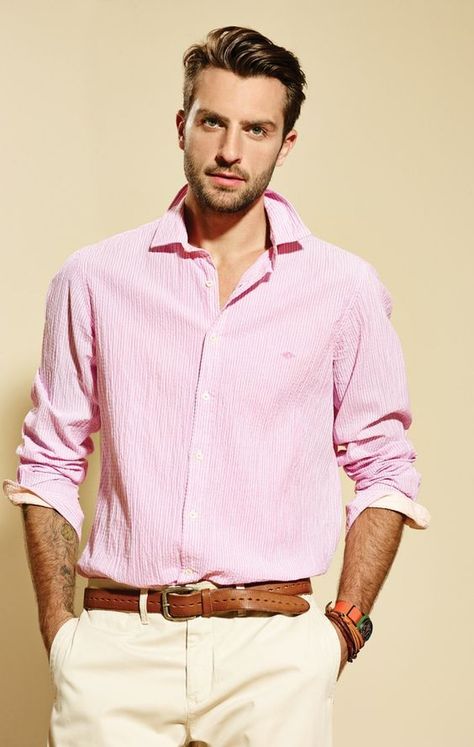 Men Dress Outfits, Pink Shirt Outfit, Most Stylish Men, Shirt Outfit Men, Casual Outfit Ideas, Mens Casual Dress Outfits, Men Fashion Casual Outfits, Formal Shirts For Men, Well Dressed Men