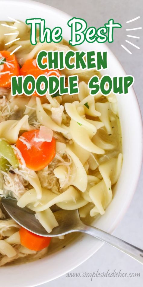 When you need a hearty, warm, comforting dish, the best chicken noodle soup will hit the spot every time. Quick 30 minute meal! #chickennoodlesoup #bestchickennoodlesoup #homemadechickennoodlesoup #easychickennoodlesoup #recipe #numstheword Chicken Egg Noodle Soup, Chicken Noodle Soup Healthy, The Best Chicken Noodle Soup, Chicken And Egg Noodles, Best Chicken Noodle Soup, Best Soups, Chicken Noodle Soup Easy, Homemade Chicken Noodle, Savory Meals