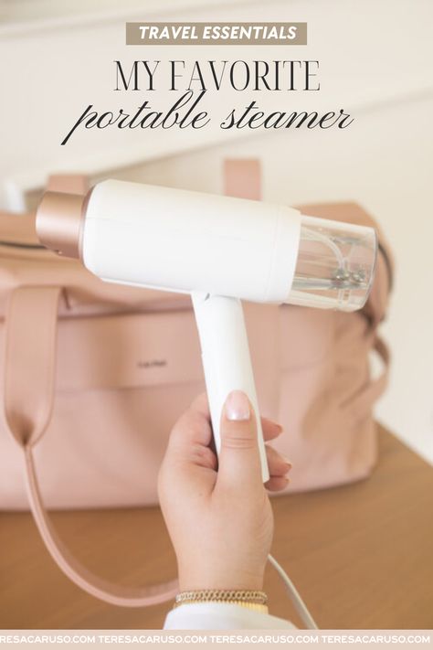 Want to look fresh straight out of the suitcase? I never travel without this portable steamer! I love this one in particular because it actually folds in half, making it more compact for travel. Plus you can steam vertically or horizontally which is a huge plus! I've linked it on my site, so click to shop! Mauve Aesthetic, Vintage Modern Decor, Teresa Caruso, Ironing Clothes, Christmas Goodie Bags, Wardrobe Plan, Travel Steamer, Fabric Steamer, Portable Steamer