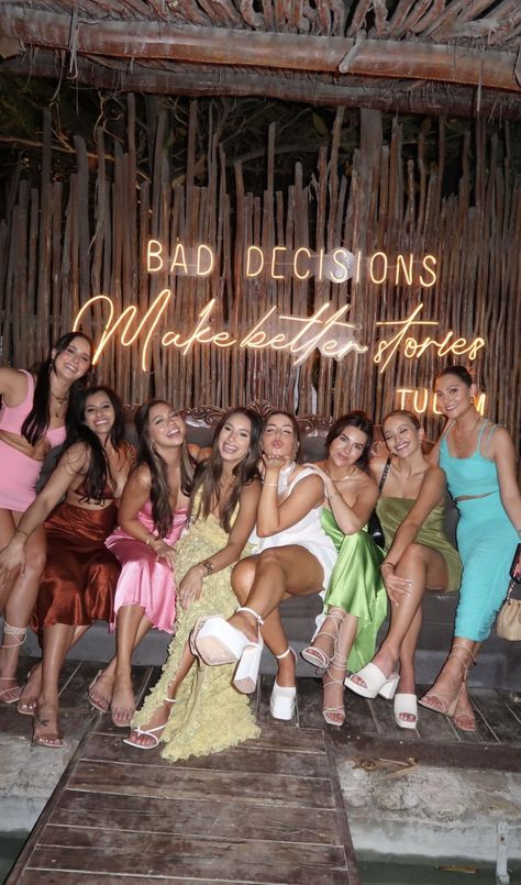 Color Bachelorette Party Outfits, Bachelorette Cabo Outfits, Bach Outfits For Bridesmaids, Jewel Tone Bachelorette Party, Sunset Colors Bachelorette, Tulum Before The Groom Bachelorette, Matrimony And Margs Bachelorette Party, Tulum Beach Club Outfits, Bachelorette Party Outfit Vegas