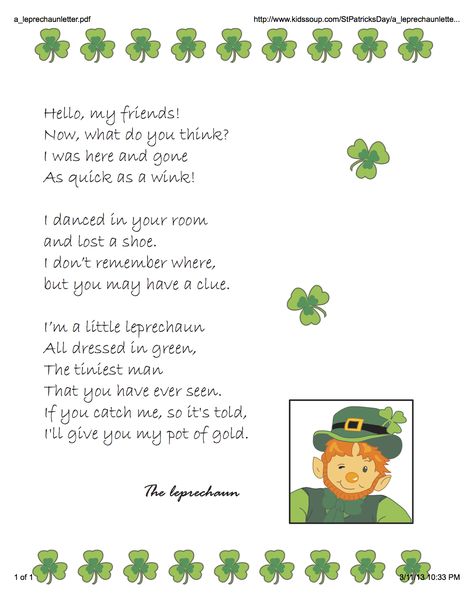 LETTER FROM THE LEPRECHAUN Leprechaun Letter, St Patricks Day Crafts, Sant Patrick, Leprechaun Tricks, March Crafts, The Leprechaun, St Patricks Crafts, Leprechaun Trap, St Patricks Day Crafts For Kids