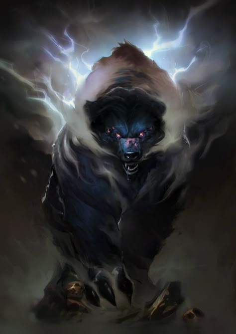 ArtStation - Volibear "The Relentless Storm" - Concept Art- League of Legends, Daniel Orive Scary Bear Art, Werebear Art, Mood Painting, Beast Art, Two Animals, Beast Creature, Cool Monsters, Kinds Of Animals, Mythical Animal