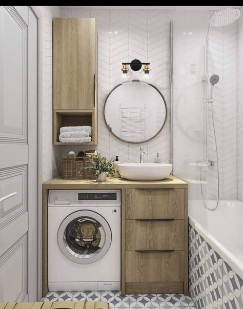 Unique Small Bathroom Ideas, Bathroom Design Small Modern, Small Bathroom Diy, Laundry Room Bathroom, Bad Inspiration, Bathroom Remodel Ideas, Small Bathroom Ideas On A Budget, Small Bathroom Ideas Modern, Tiny Bathrooms