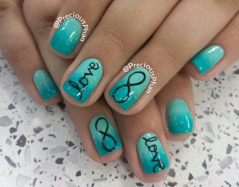 Ombre, infinite,  love nails Infinity Nails Design, Infinity Stone Nails, Nails Infinity Symbol, Infinity Tattoo With Birds, Infinity Tattoo Designs With Birds, Alzheimer’s Awareness Nails, Cross Nail Art, Infinity Nails, Cross Nails