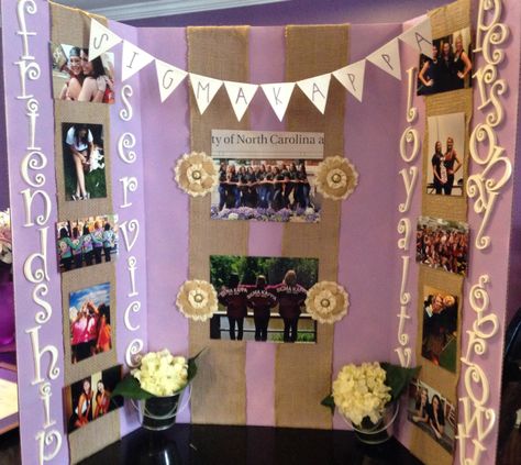 Sigma Kappa recruitment tri-fold board! Try Fold Board Ideas, Tri Fold Poster Board Ideas Kids, Trifold Poster Board Ideas Sorority, Tri Fold Board Ideas Projects, Sorority Boards Display, Career Trifold Board Ideas, Tri Fold Poster Board Ideas Graduation, Cute Tri Fold Board Ideas, Tri Board Ideas Projects