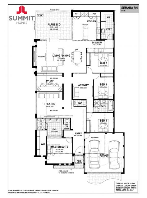 The Semara Display Home by Summit Homes in Vale, Aveley, Perth | newhousing.com.au House Plans Australia, Summit Homes, Modern House Floor Plans, Bungalow Floor Plans, Australia House, Modern Bungalow House, 4 Bedroom House Plans, Design Houses, House Floor Design