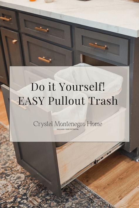 DIY Archives - Crystel Montenegro Home Built In Garbage Can Trash Bins, Ikea Pull Out Trash, Garbage Slide Out Cabinets, Trash Can Pull Out, Under Sink Garbage Pull Out Diy, Garbage Drawer Kitchen Diy, Garbage Solutions Kitchen, How To Make A Trash Can Cabinet, Diy Trash Can Drawer