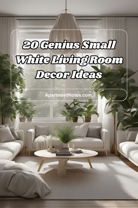 Genius solutions for small space living! 🧠 Our article reveals 20 smart ways to decorate your compact white living room. From space-saving furniture to optical illusions that make your room feel larger, we've got tips and tricks to maximize every inch. Click to unlock the genius of white room decor! Small White Living Room, White Living Room Decor Ideas, Small Living Room Decor Ideas, White Living Room Decor, White Room Decor, Add Storage, Small Living Room Decor, Smart Furniture, White Living Room