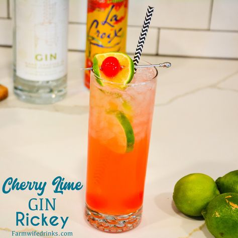 Gin Ricky, Cherry Juice, Lime Juice, Voss Bottle, Cocktail Recipes, Gin, Cherry, Juice, Low Carb