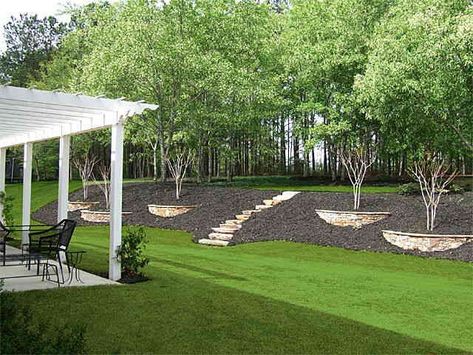 Backyard Hill Ideas Archives - Page 5 of 10 - Gardening Is Life #landscapeideasforslopes Hillside Planting, Backyard Hill Landscaping, Backyard Retaining Walls, Land Ideas, Sloped Backyard Landscaping, Landscaping A Slope, Landscaping Around Trees, Landscaping On A Hill, Backyard Ideas For Small Yards