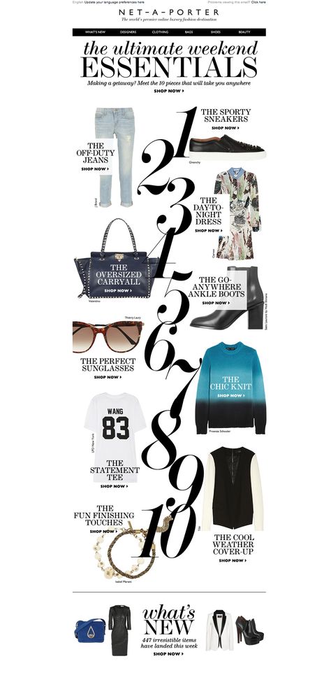 Net-A-Porter Social Media Layout, Email Newsletter Design, Day To Night Dresses, Sporty Sneakers, Newsletter Design, Statement Tees, Email Design, Whats New, Sunglasses Shop