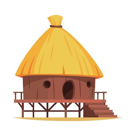 Straw Roof, Wooden Hut, Construction Paper Crafts, Vector Cartoon, Cartoon Background, Cartoon Images, Digital Artists, Cartoon Styles, Image Illustration