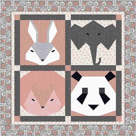 PROJECTS / NEW HERE - FUZZY FRIENDS Forest Friends Quilt, Dear Stella Fabric, Four Friends, Cottage Quilt, Foundation Piecing, Forest Friends, Quilt Kit, Quilt Piecing, Pattern Download