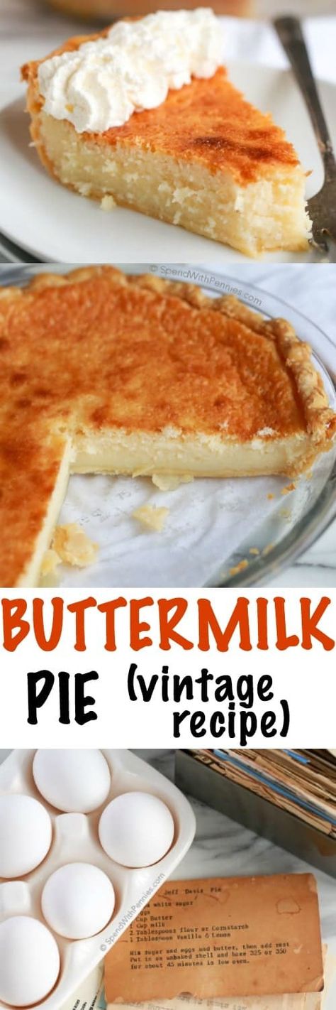 Buttermilk Pie Recipe, Weight Watcher Desserts, Resep Pasta, Buttermilk Pie, Simple Pantry, Southern Desserts, Buttermilk Recipes, Low Carb Dessert, Custard Pie