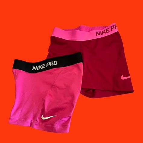 Ladies Nike Pro shorts Nike Pro Shorts, Nike Pros, Nike Pants, Deep Red, Pink Black, Hot Pink, Black Pink, Two By Two, Nike