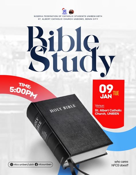 Bible study flyer design for St. Albert Catholic Church Bible Poster Design, Bible Study Graphic Design, Bible Study Flyer Design, Creative Church Flyer Designs, Bible Study Design, Church Flyers Design, Bible Study Poster, Church Flyer Design Background, Church Design Flyer