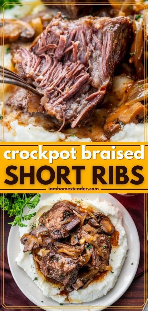 How To Cook Beef Short Ribs Slow Cooker, How To Make Braised Short Ribs, Recipe For Beef Short Ribs Crock Pot, Beef Chuck Ribs Recipe Crock Pot, Bone In Short Ribs Slow Cooker, Crock Pot Braised Beef, Crock Pot Short Ribs Recipe Crockpot, Boneless Beef Ribs Crockpot Slow Cooker, Braised Ribs Slow Cooker